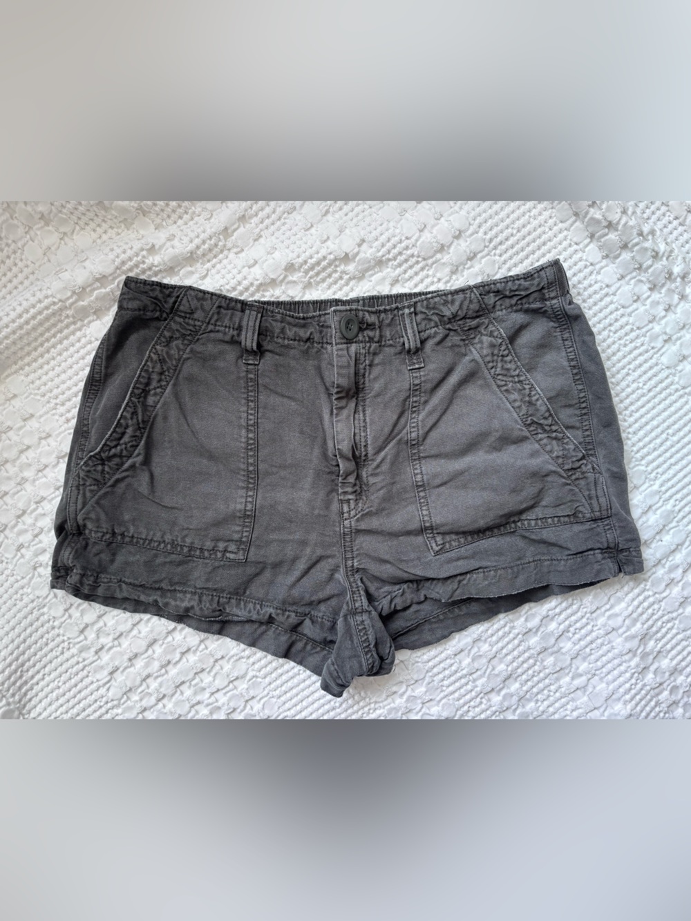 aerie Charcoal Elastic Waist Cotton Shorts - Picture 1 of 5